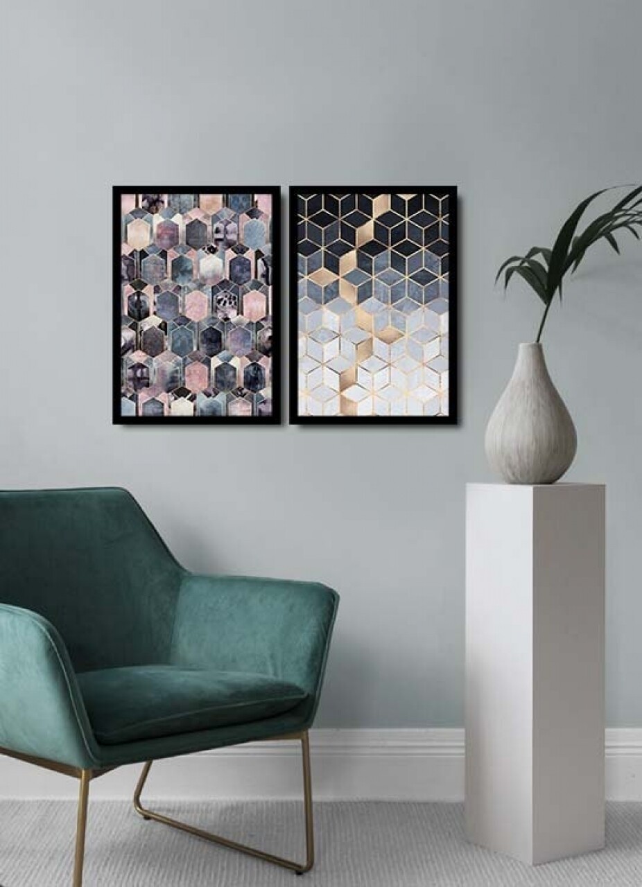 Set 2 tablouri decorative, Alpha Wall, Cubic, 36x51 cm - imagine 3